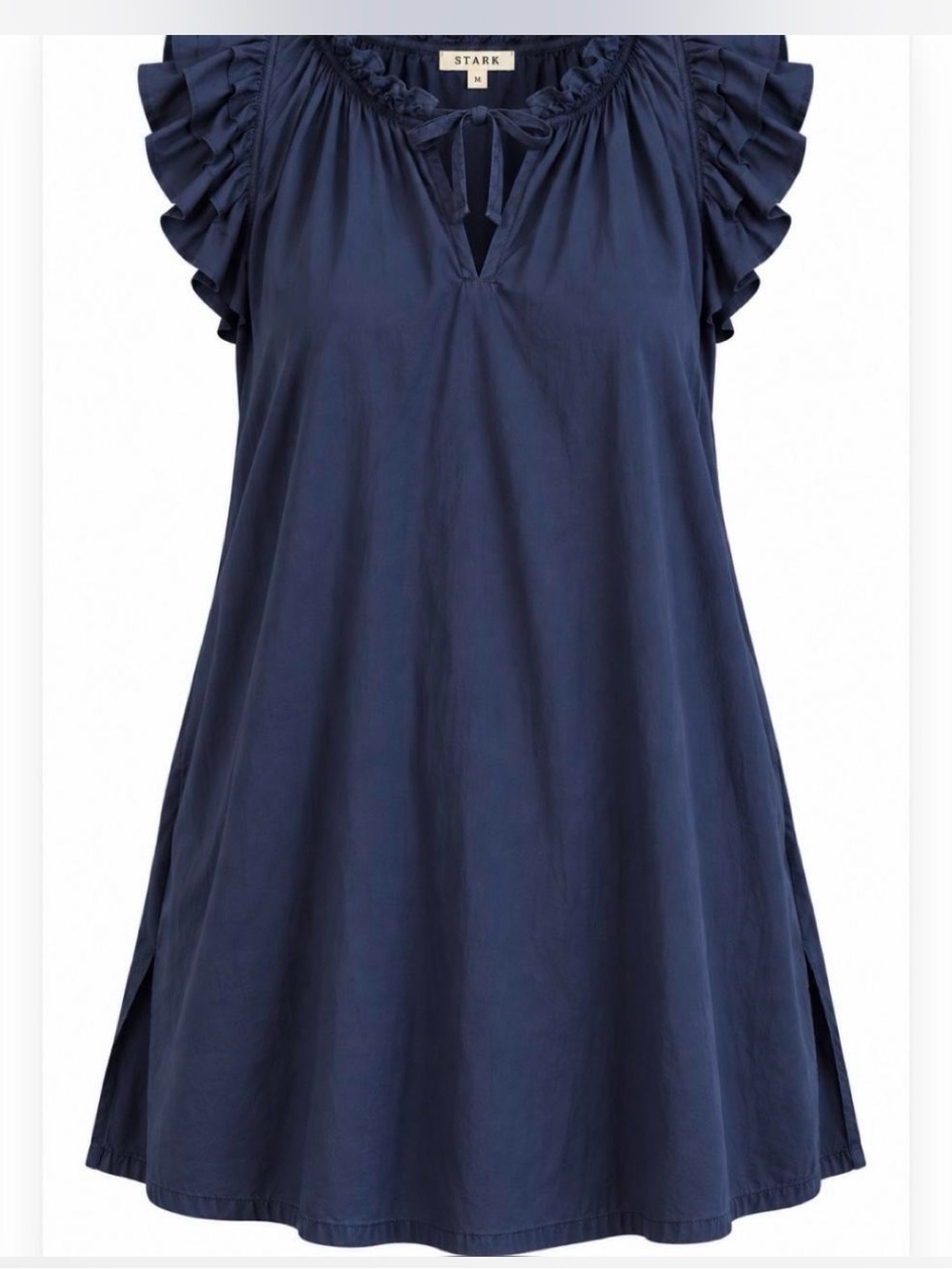 Stark Navy Ruffle-Sleeve Mini Dress